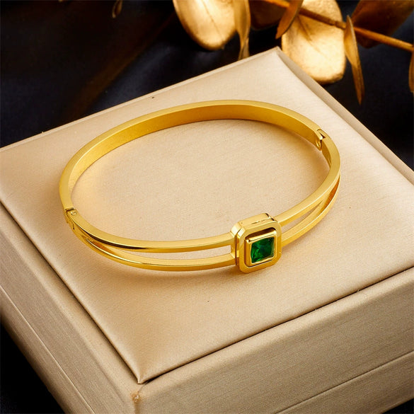 Retro Highend Square Metal Titanium Steel Electroplated Bracelet