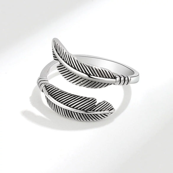 Retro Hip Hop Open Feather Adjustable Copper Silverplated Jewelry For Men And Women