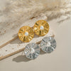 Retro Holiday Lotus Leaf Pearl Heart Shape Stainless Steel Electroplated Earrings For Women