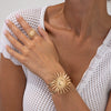 Retro Hollow Sunflower Iron Bracelet For Women With Electroplating