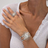 Retro Hollow Sunflower Iron Bracelet For Women With Electroplating