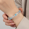 Retro Hollow 316L Stainless Steel Goldplated Diamond Inlaid Turquoise Bracelet Jewelry