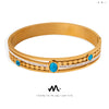 Retro Hollow 316L Stainless Steel Goldplated Diamond Inlaid Turquoise Bracelet Jewelry