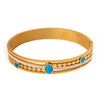 Retro Hollow 316L Stainless Steel Goldplated Diamond Inlaid Turquoise Bracelet Jewelry