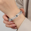 Retro Hollow 316L Stainless Steel Goldplated Diamond Inlaid Turquoise Bracelet Jewelry