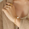 Retro Imitation Pearl Multisteel Ball Stitching Electroplated Bracelet