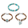 Retro Imitation Turquoise Bull Head Geometric Beaded Necklace Set With Woven Chain And Alloy Pendant