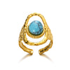 Retro Inlaid Turquoise Geometric Ring Stainless Steel Jewelry