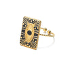 Retro Inlaid Turquoise Geometric Ring Stainless Steel Jewelry