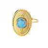 Retro Inlaid Turquoise Geometric Ring Stainless Steel Jewelry