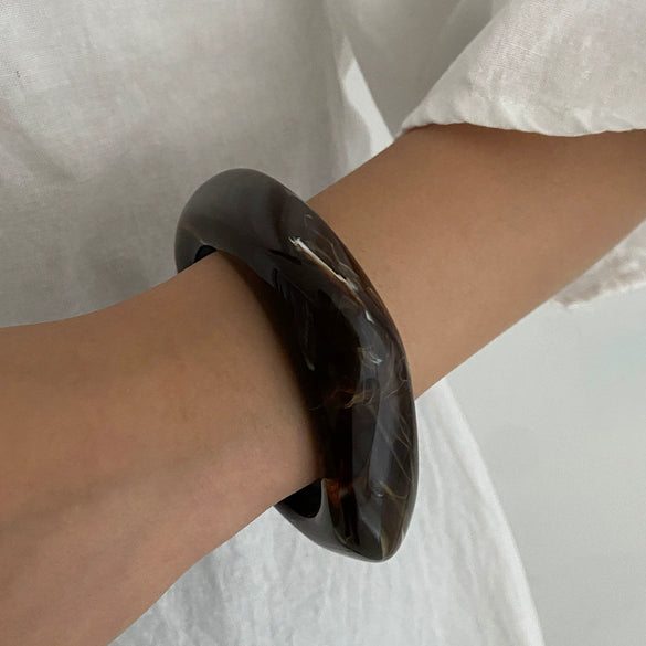 Retro Ins Style Asymmetrical Faceted Acrylic Circle Bracelet With Glue Technique