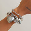 Retro Ins Style Metal Heart Pattern Pendant Necklace For Women