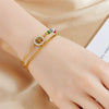 Retro Irregular Chain Round Life Tree Connection Colorful Beaded Double Layer Unisex Bracelet With Electroplating Geometric Pattern