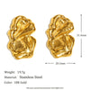 Retro Irregular Pleated Geometric Stainless Steel 18K Gold Plated Earrings For Women
