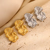Retro Irregular Pleated Geometric Stainless Steel 18K Gold Plated Earrings For Women