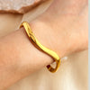 Retro Irregular Solid Color 304 Stainless Steel 18K Gold Plated Bangle In Bulk