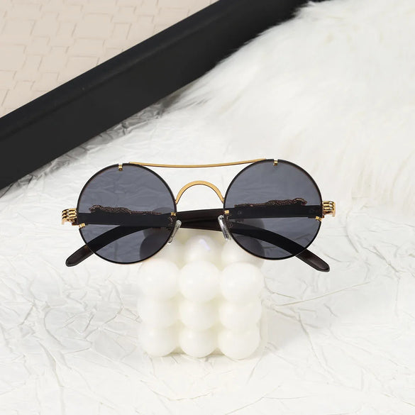 Retro Jaguar Pc Round Frame Full Frame Men'S Sunglasses