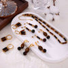Retro Jewelry 316L Stainless Steel Goldplated Tiger's Eye Beaded Chain Design