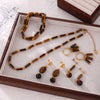 Retro Jewelry 316L Stainless Steel Goldplated Tiger's Eye Beaded Chain Design