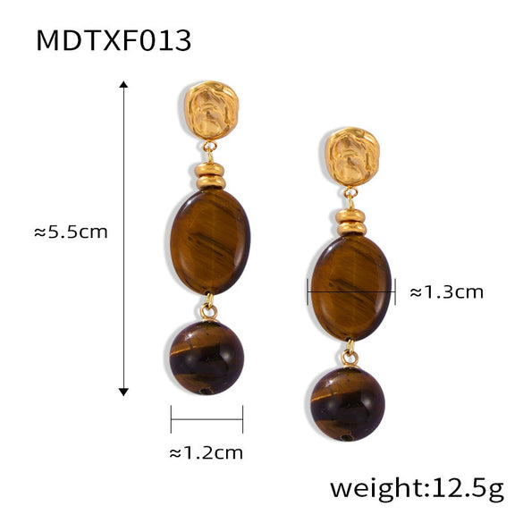 Retro Jewelry 316L Stainless Steel Goldplated Tiger's Eye Beaded Chain Design