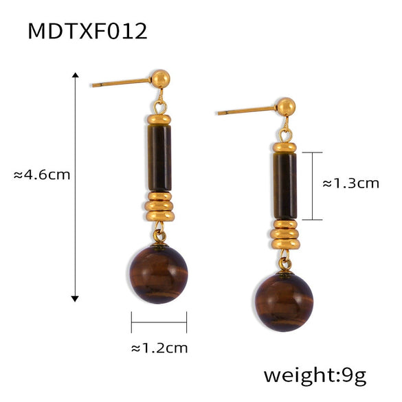 Retro Jewelry 316L Stainless Steel Goldplated Tiger's Eye Beaded Chain Design