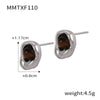 Retro Jewelry 316L Stainless Steel Oval Pendant Inlaid Tiger's Eye Electroplated Chain Style Unisex