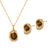 Retro Jewelry 316L Stainless Steel Oval Pendant Inlaid Tiger's Eye Electroplated Chain Style Unisex
