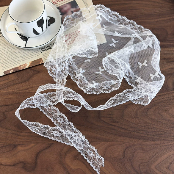 Retro Lace Silk Women's Triangle Headscarf With Floral And Plaid Pattern