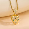 Retro Lady Roman Style Snake Bee Butterfly Stainless Steel Titanium Steel Enamel Plating Inlay Zircon 18k Gold Plated Pendant Necklace