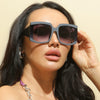 Retro Large Frame Square Women's And Men's Sunglasses Plastic Frame Resin Lens