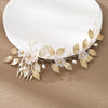 Retro Leaf Flower Alloy Copper Pearl Inlay Rhinestones Insert Comb