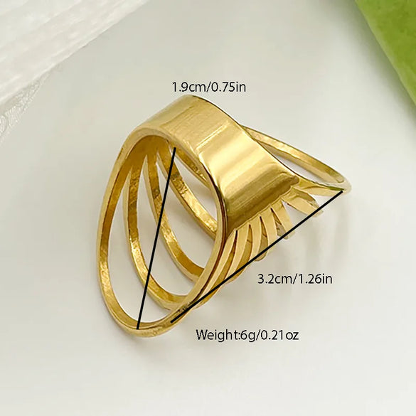 Retro Leaf Round Flower Stainless Steel Plating Rings