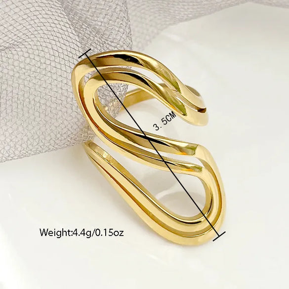 Retro Leaf Round Flower Stainless Steel Plating Rings
