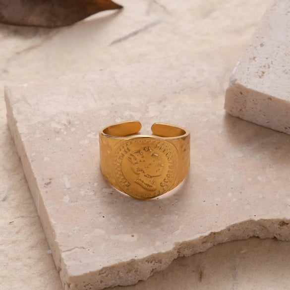 Retro Leaf Solid Color Snake Stainless Steel Plating 18k Gold Plated Open Ring