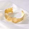 Retro Leaf Texture Irregular Opening Titanium Steel And Stainless Steel 18K Gold Plated Bracelet Jewelry