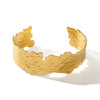 Retro Leaf Texture Irregular Opening Titanium Steel And Stainless Steel 18K Gold Plated Bracelet Jewelry