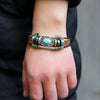 Retro Leather Bracelet Cowhide Weaving Crown Style
