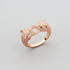 Retro Leopard Full Rhinestone Double Ended Bracelet Ring Set Electroplated Copper Fashion Hand Jewelry For Women