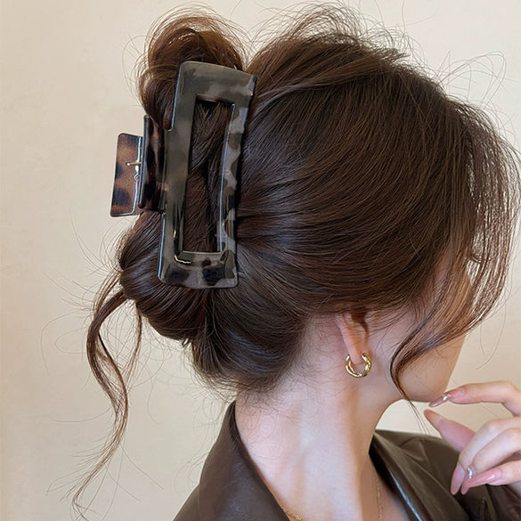 Retro Leopard Print Acrylic Handmade Female Hair Clip Shark Clip Hair Accessories Wholesale