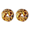 Retro Leopard Print Transparent Resin Twist Stud Earrings For Women Hollow Round Geometric Design With Printing Process
