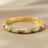 Retro Light Luxury Cloisonne Hollow Enamel & Oil Dripping Daisy Flower Single Layer Bracelet