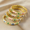 Retro Light Luxury Cloisonne Hollow Enamel & Oil Dripping Daisy Flower Single Layer Bracelet