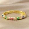 Retro Light Luxury Cloisonne Hollow Enamel & Oil Dripping Daisy Flower Single Layer Bracelet