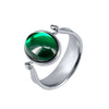Retro Light Luxury Copper Ring With Green Gemstone Inlay Oval U Shaped Geometric Electroplated Fashion Ring For Women And Men