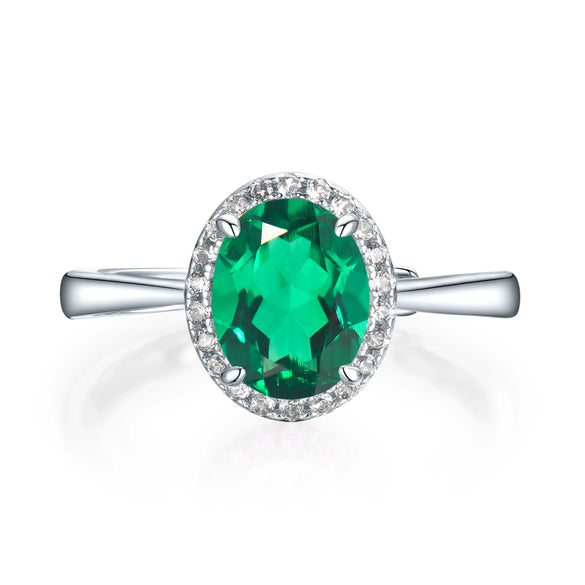 Retro Light Luxury Cultivated Emerald And Red Treasure Ring Silver 925 Geometric Set With Diamonds For Women