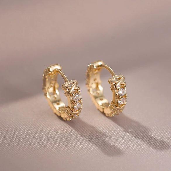 Retro Light Luxury Element S925 Silver Pin Earrings With Zircon And Geometric Design Round Ring Earrings