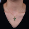 Retro Light Luxury Emerald Zircon Cross Pendant Necklace For Women 925 Sterling Silver Set With Diamonds