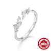 Retro Light Luxury Geometric S925 Sterling Silver Ring For Women With Inlaid Zircon Open Design