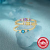 Retro Light Luxury Geometric S925 Sterling Silver Ring For Women With Inlaid Zircon Open Design