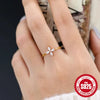 Retro Light Luxury Geometric S925 Sterling Silver Ring For Women With Inlaid Zircon Open Design